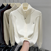 针织衫 高领毛衣女外套冬季 潮 上衣时尚 双拉链开衫 新款 宽松显瘦长袖