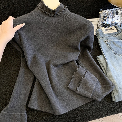 灰色针织打底衫秋冬季新款