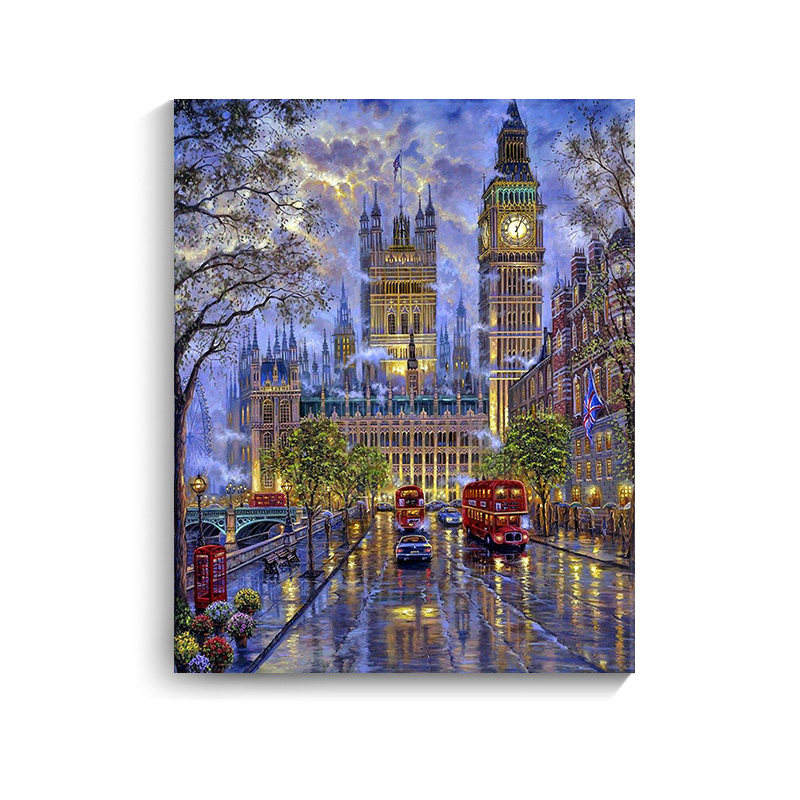 di装饰画数字油画彩绘填充涂色手工制作丙烯油彩画伦敦的大本钟,家居饰品,DIY/数字油画,淘宝优惠券,粉丝福利购,淘宝优惠卷