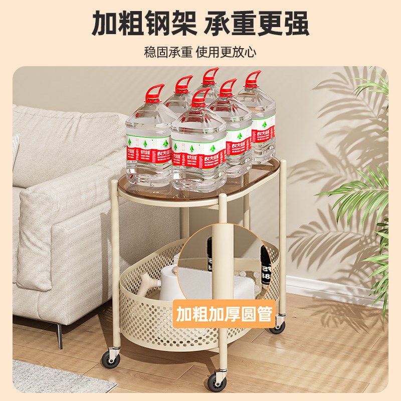 沙发边几阳台茶桌高级感客厅中古风可移动茶几复古小推车床头带轮