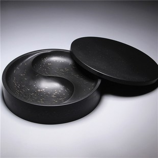 国家非遗正宗金星歙砚带盖大号太极砚兼砚台歙砚墨海收藏