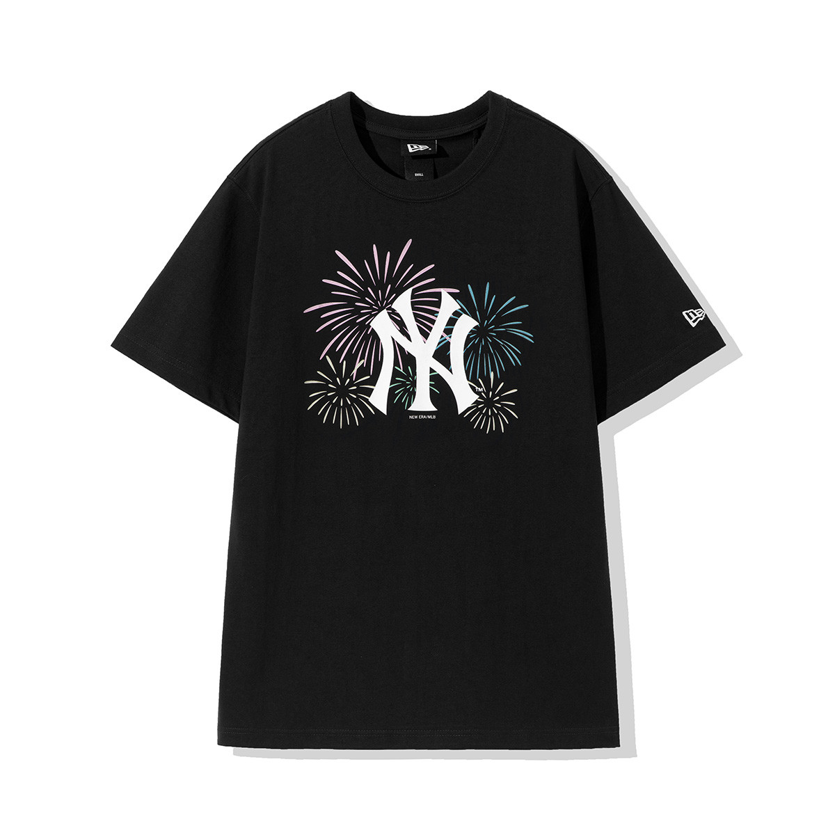 NewEra纽亦华烟花印花短袖T恤男女情侣经典百搭MLB黑色13274229