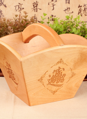 欧圣英老式桃木斗仿古米斗升子日进斗金聚宝盆乔迁搬家装饰品