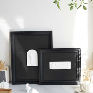 欧式法式中古风黑色画框相框带卡纸装裱雕塑石像复古油画框架
