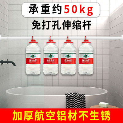 浴室防水浴帘装免打孔浴帘防水布卫生间隔断帘蓝色水彩棕叶挂帘