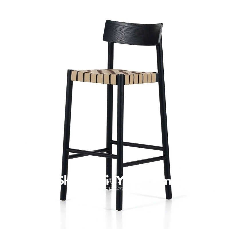 设计师创意实木吧台椅家用脚凳咖啡厅奶茶店吧椅中古藤椅吧台椅,住宅家具,家用高脚椅,淘宝优惠券,粉丝福利购,淘宝优惠卷