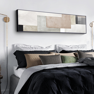 现代卧室床头装饰画素雅公寓酒店挂画抽象色块艺术壁画新房子