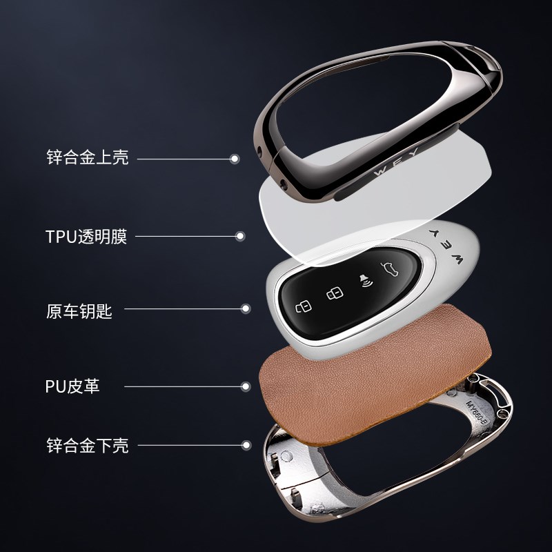 魏牌蓝山钥匙套专用2023新款摩卡WEY魏派DHT汽车用品皮钥匙壳扣包