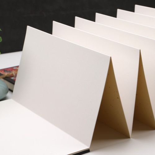 仿古楮皮生宣空白麻纸册页折页本水墨画毛笔书法创作国展卡纸本