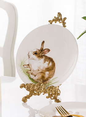 有虞欧式复古金色展示盘架画架做旧手工雕架家装饰品