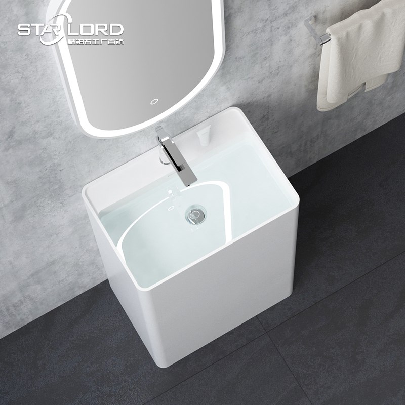 人造石立柱盆一体落地式卫生间酒店洗手盆方形阳台洗脸盆定制台盆