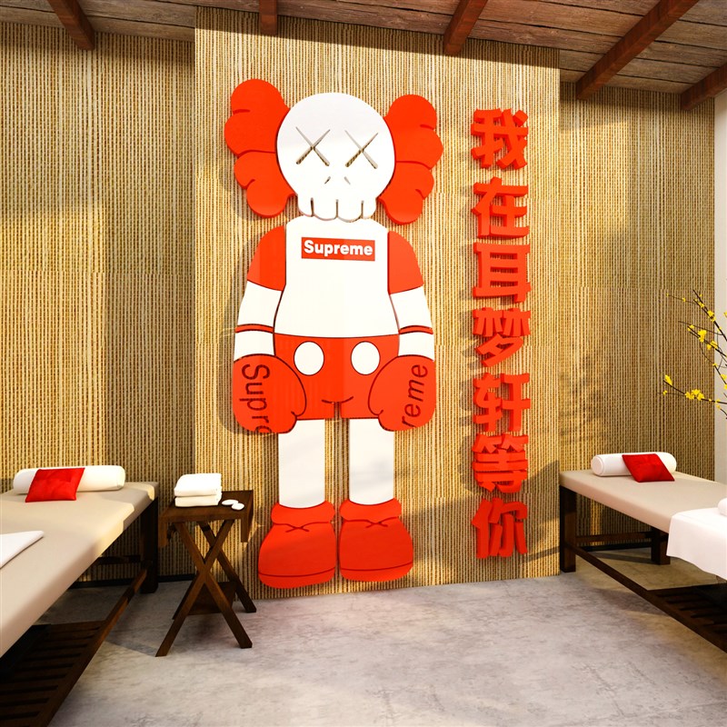 采耳店墙面装饰品壁画形象美容院背景养生馆理疗吧台贴纸文化中医