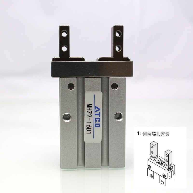 气动手指气缸MHZ2-10D1/16D2/20D3/25D/32D/40D侧面通孔平行夹具