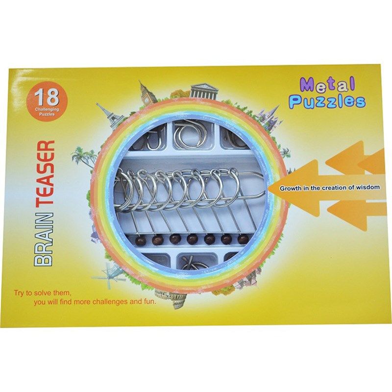 古典益智金属九连环件儿童智力四维锻炼解环解扣十八合一