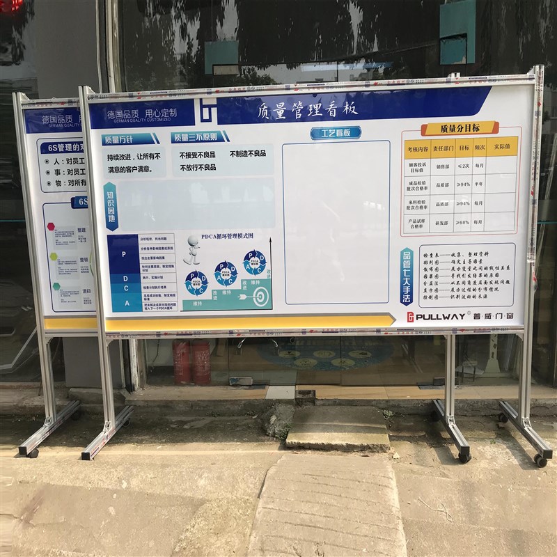 定制生产车间办公室磁性质量管理维修5单面写字膜表格白看板支架
