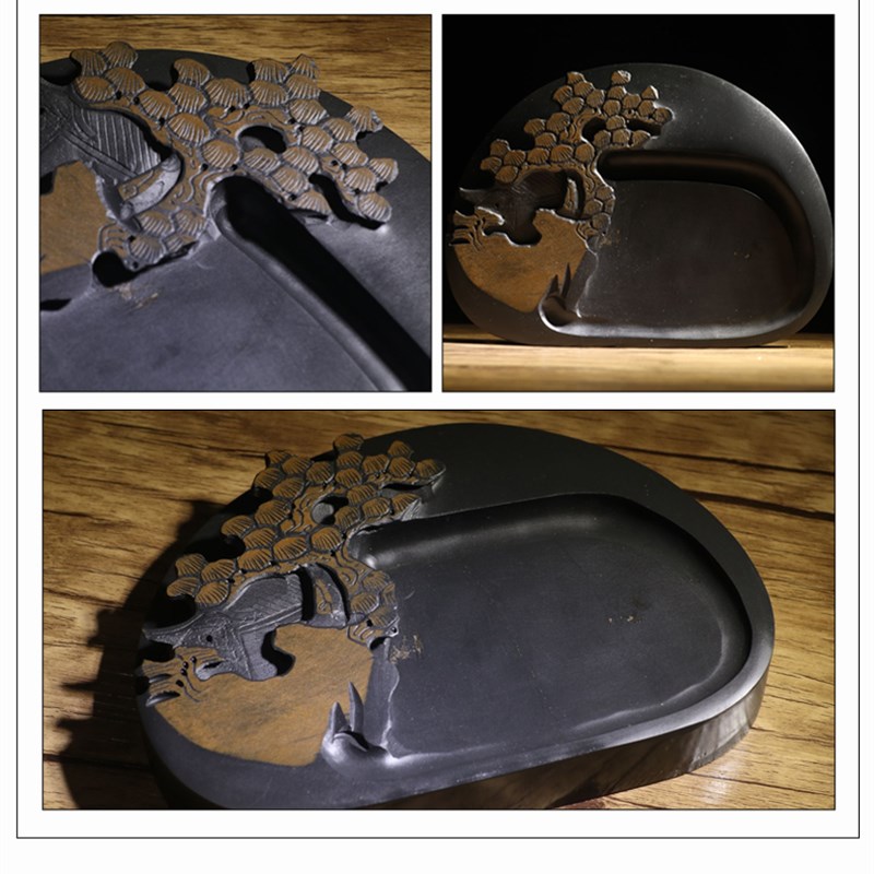 山水歙砚学生砚台老坑澄泥砚洮河砚端砚收藏文房四宝墨条砚