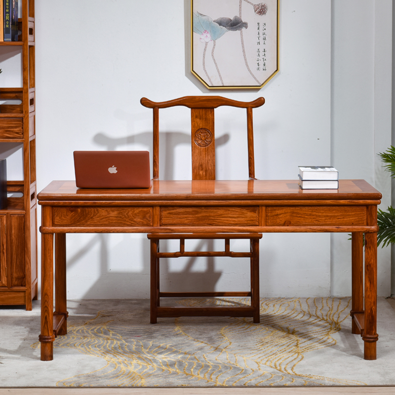 红木书桌中式实木仿古办公桌刺猬紫檀电脑学习桌花梨木家用写字台