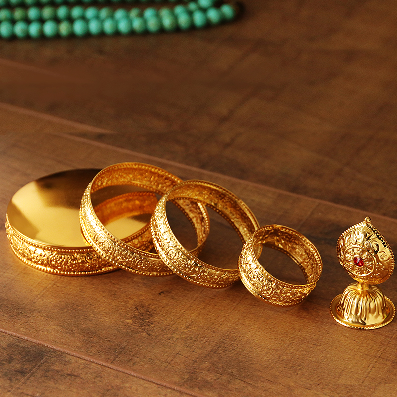 合金曼扎盘小号佛八吉祥曼扎盘 修盘 曼茶罗曼达盘带宝石托盘小号