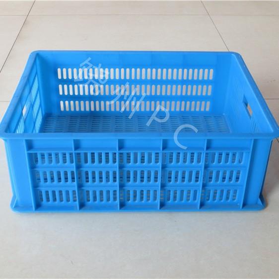 蓝色500-180周转筐长方形分拣货物网格镂空堆叠水果蔬菜筐塑料筐