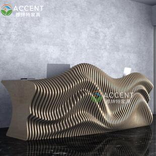 创意实木前台接待台咨询台酒店商场会所售楼部美容院创意前台