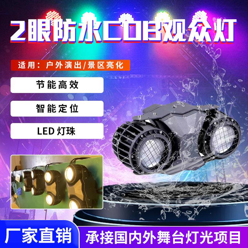舞台灯光led两眼观众灯防水婚庆演出投光灯车展影视暖白COB面光灯