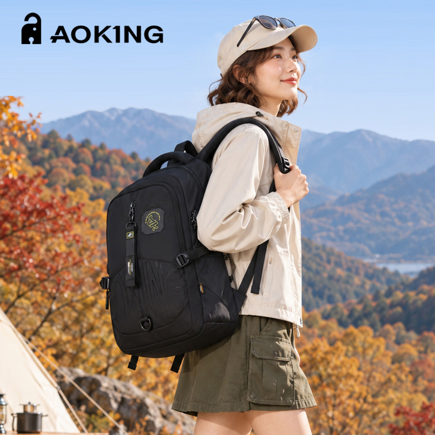 AOKING 户外新款运动徒步旅行包背包轻便旅行包大容量通勤双肩包