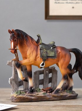 北欧现代小马树脂摆件轻奢客厅电视柜玄关酒柜仿真马到成功装饰品