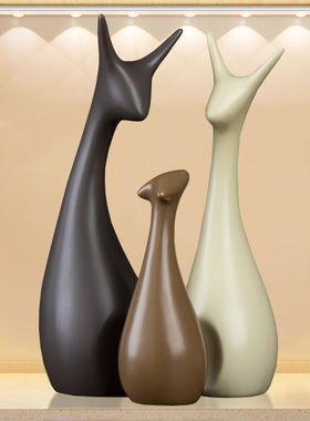 北欧摆件家居饰品客厅电视柜酒柜装饰品轻奢陶瓷鹿小摆设乔迁新家