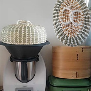 小美专用草锅盖美善品tm6加高蒸笼蒸盘配件手工编织不滴水盖子