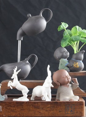 悬空流水摆件配件茶壶茶海小葫芦水管水泵天壶瓷茶壶单壶鱼缸造景