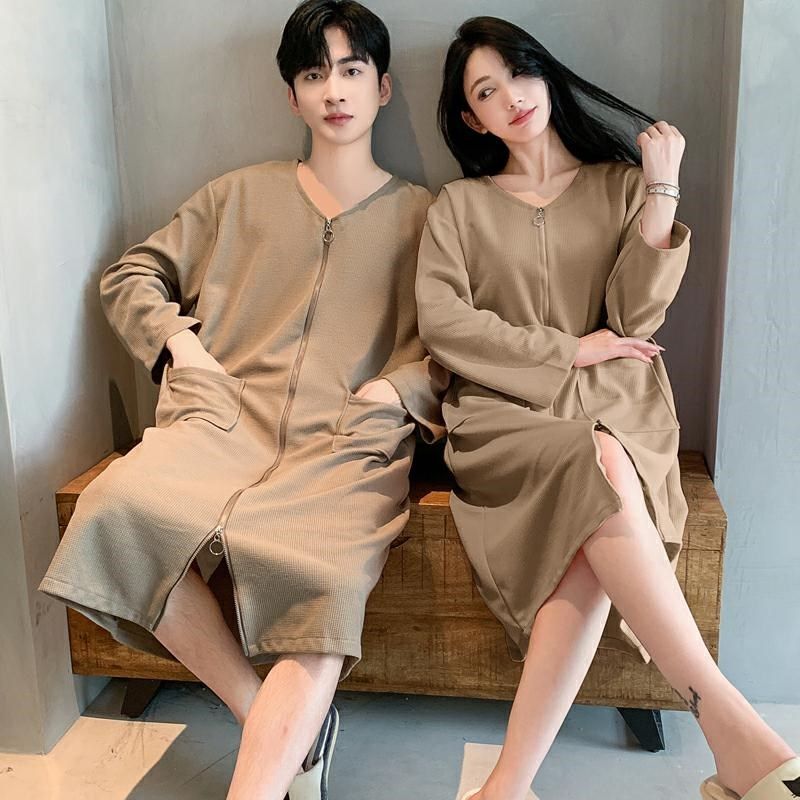 2024年新款情侣睡袍女春秋季纯棉长袖大码性感长款浴袍男士家居服,女士内衣/男士内衣/家居服,睡袍/浴袍,淘宝优惠券,粉丝福利购,淘宝优惠卷