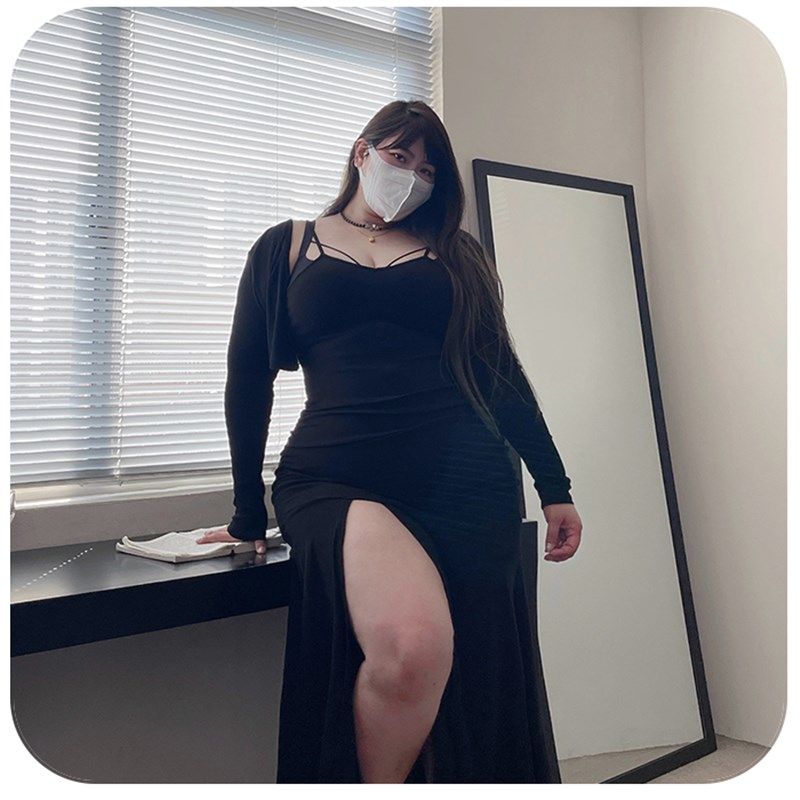 180的陈橙橙【男友视角2.0】大码女装气质鱼尾开叉连衣裙搭小外套,女装/女士精品,连衣裙,淘宝优惠券,粉丝福利购,淘宝优惠卷