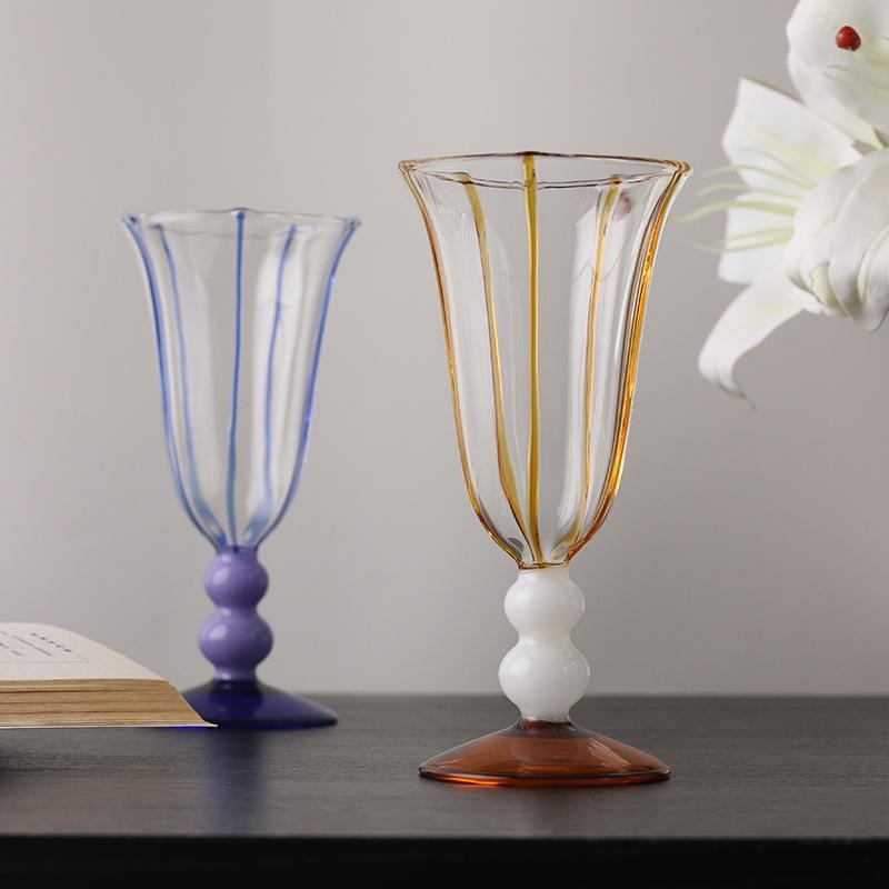 法式复古热红酒杯女生高颜值白葡萄酒杯香槟杯微醺鸡尾酒高脚杯子