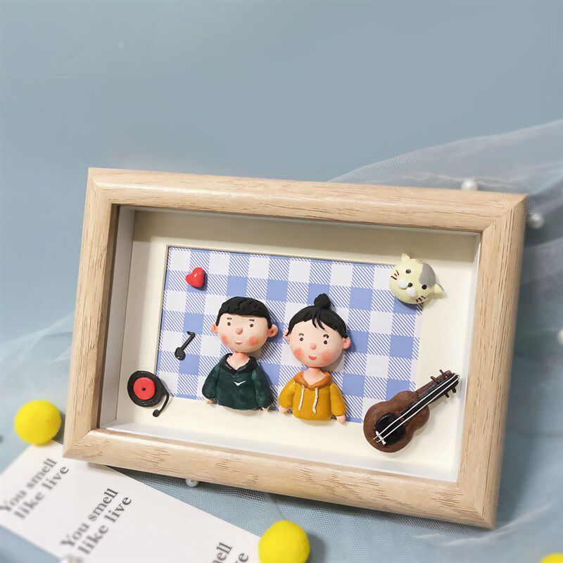 diy手工制作粘土送闺蜜男友惊喜相框女朋友创意情侣浪漫生日礼物