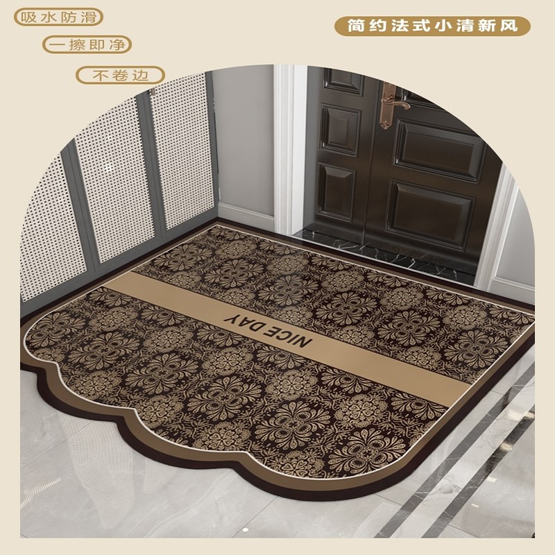 简约法式科技皮地垫入户裁剪门垫可擦浴室进门脚垫家用耐脏防滑
