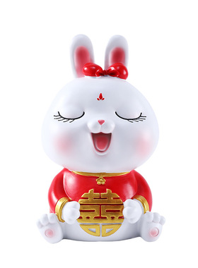 喜庆创意情侣兔子摆件新婚家居客厅装饰品礼品送闺蜜新人结婚礼物