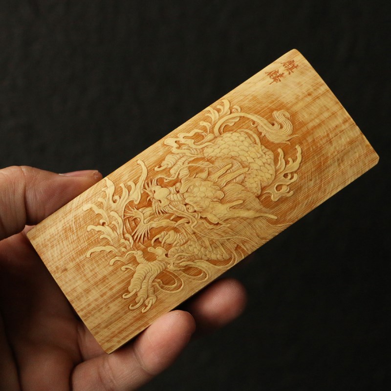 细烟老玉竹推盖老玉竹留青雕刻东阳名家王雷本工精工制作竹雕把件
