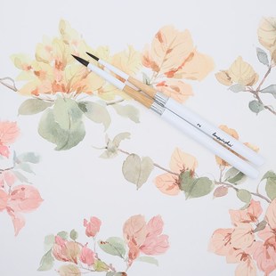 龙吟斋便携式水彩旅行笔金属白色烤漆圆头勾线笔面相口袋笔