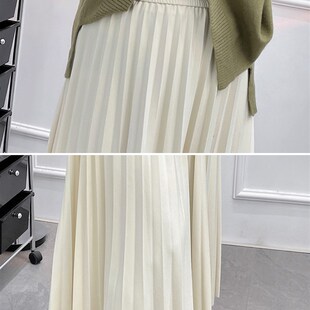 宛宛家微胖大码胖mm遮胯显瘦百褶半身裙女秋冬中长款高腰a字裙子