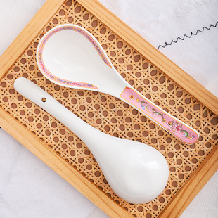 大汤勺陶瓷盛汤砂锅粥勺大号长稀饭勺家庭珐琅彩