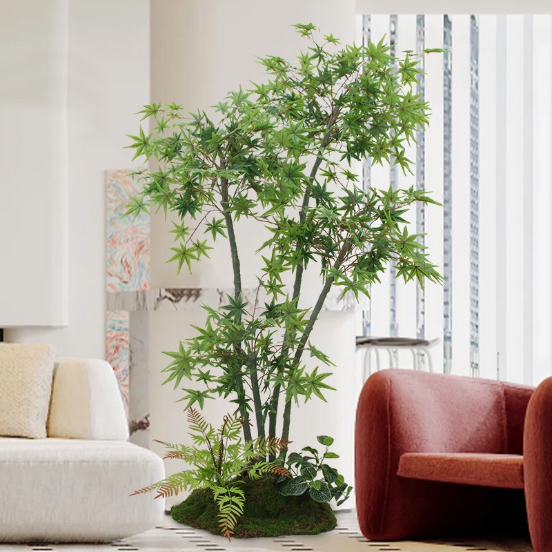 仿真红枫造景客厅假花室内装饰商场景观大型绿枫叶树盆栽