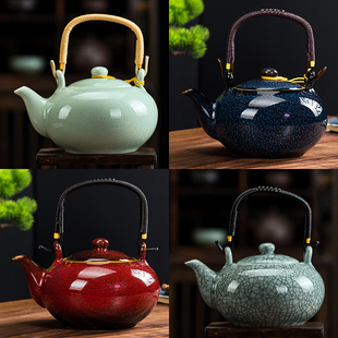 红茶过滤凉水窑变茶壶 冷水泡茶器陶瓷提梁壶酒店大号耐热家用老式