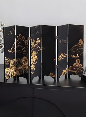 新中式关屏风桌面摆件s国风古板工艺品礼品玄小挡典隔断装
