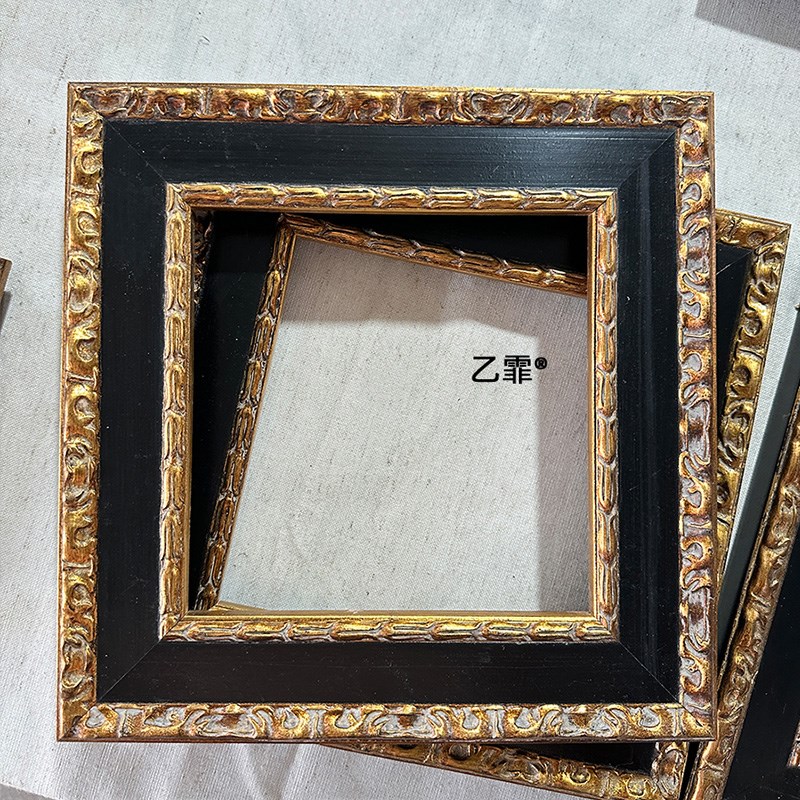 乙霏家居黑色金色雕花5厘米 中古欧式法式装饰画画框实木油画相框