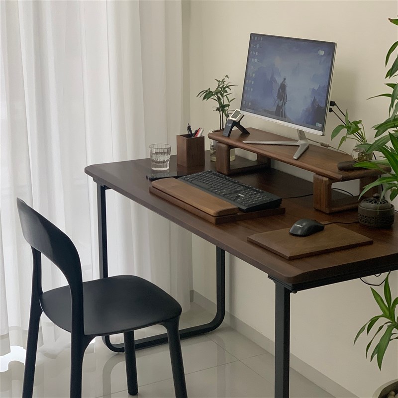 南美胡桃木白蜡木榆木纯实木电竞台式电脑桌家用卧室书桌办公定制