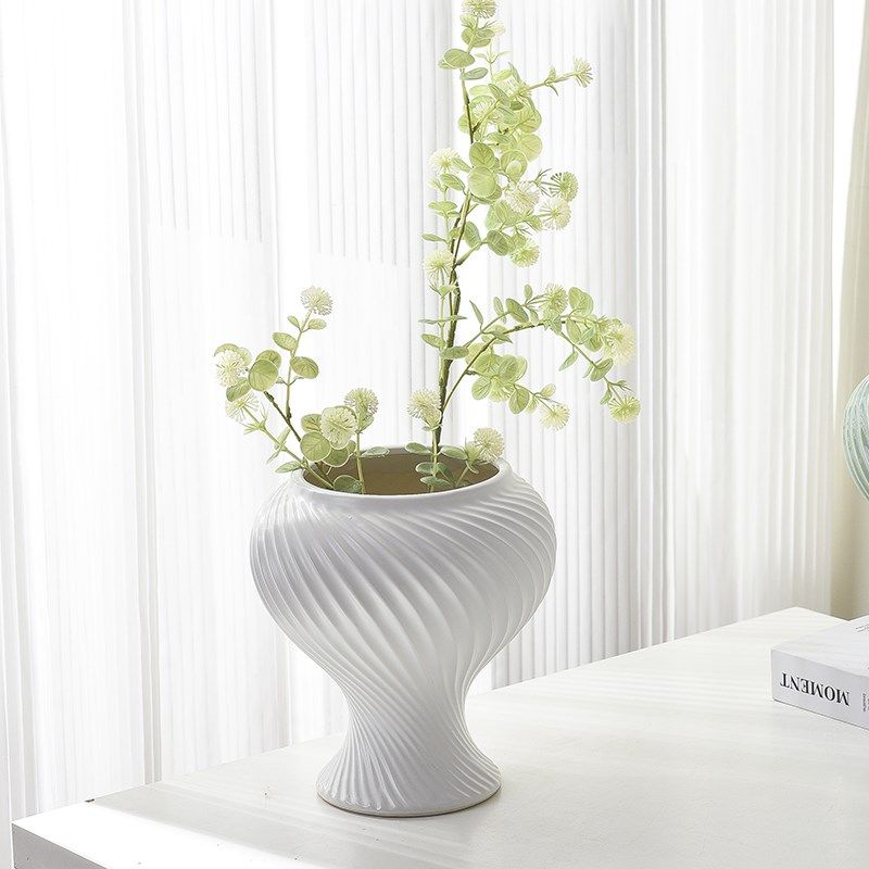 北欧陶瓷花盆家用奶油风小号白色蝴蝶兰专用盆栽兰花网红绿植