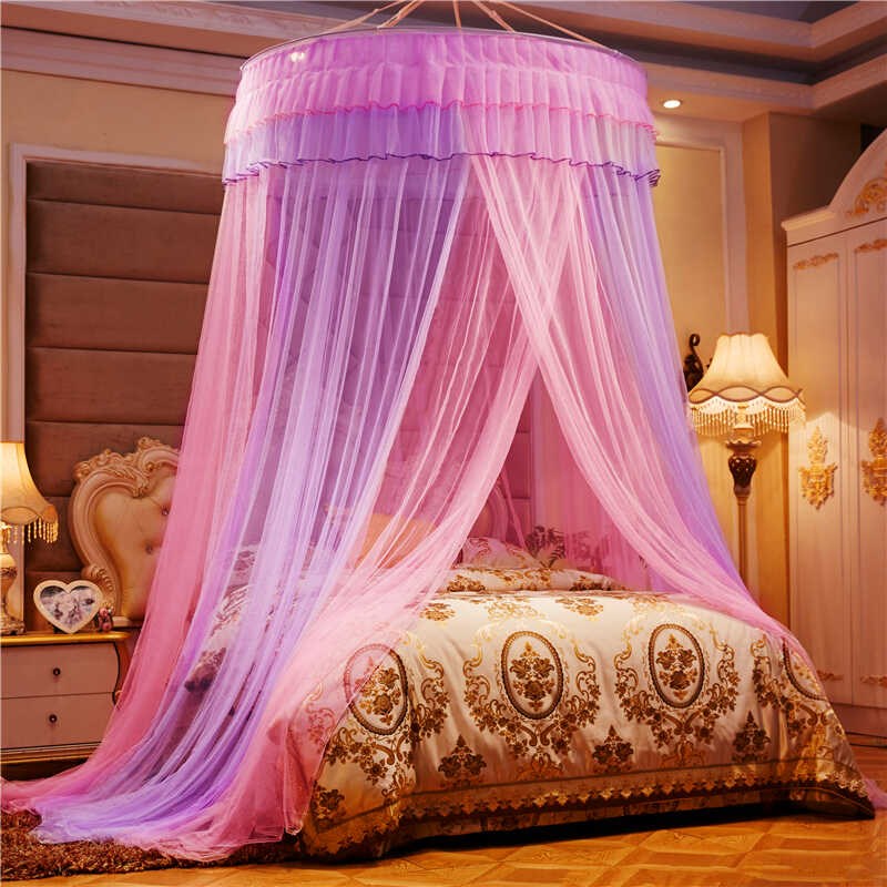 2024年新款圆顶蚊帐吊顶式免安装吊挂家用卧室高级公主风无需支架