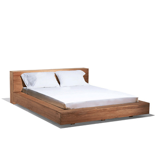 北欧全实木榻榻米床黑胡桃木樱桃木1.8米双人床日式 大靠背主卧床