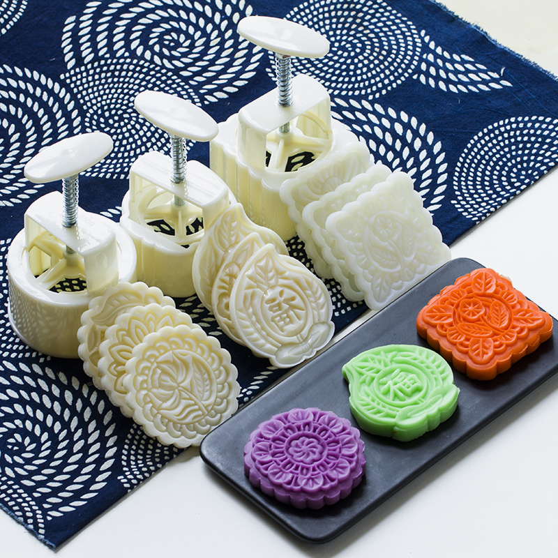中秋广式月饼模具套装 125/205克手压卡通糕点模寿桃冰皮月饼模具