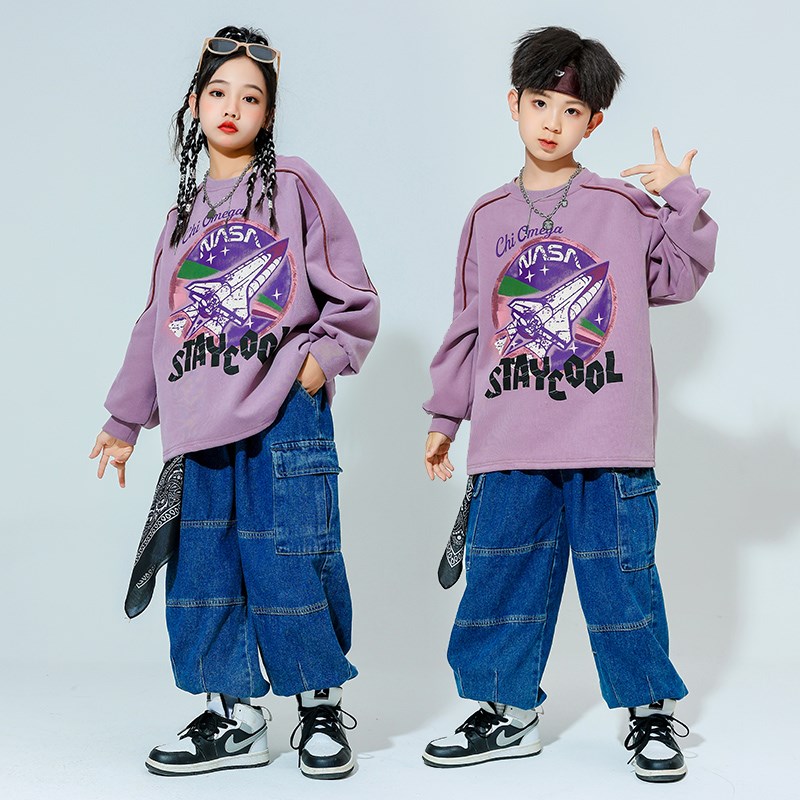 街舞儿童潮服酷帅男童嘻哈hiphop秋季套装女童jazz爵士舞表演服装